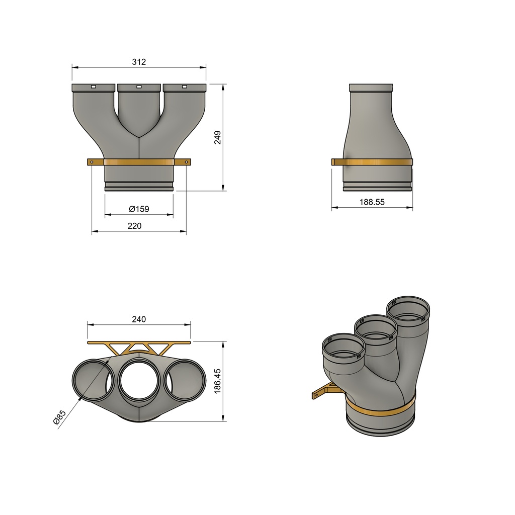 Rozdeľovač kužeľ 3x