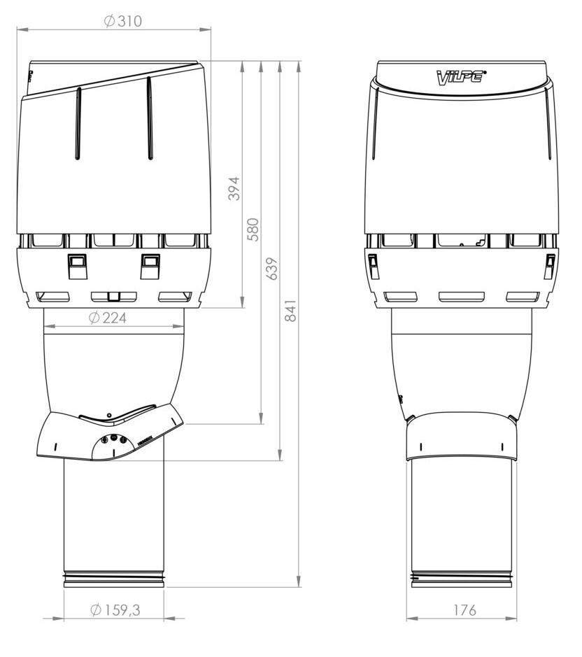 Vilpe Ventilation Chimney FLOW 160P/IS/500 