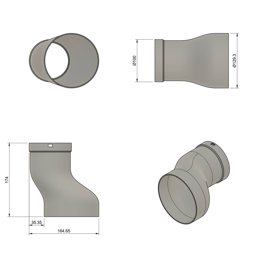 Transition box straight 1x90/125