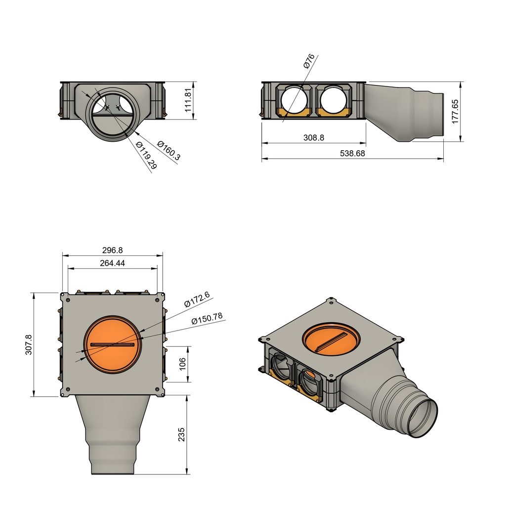 Distributor 4-6 DN90, throat 125-160
