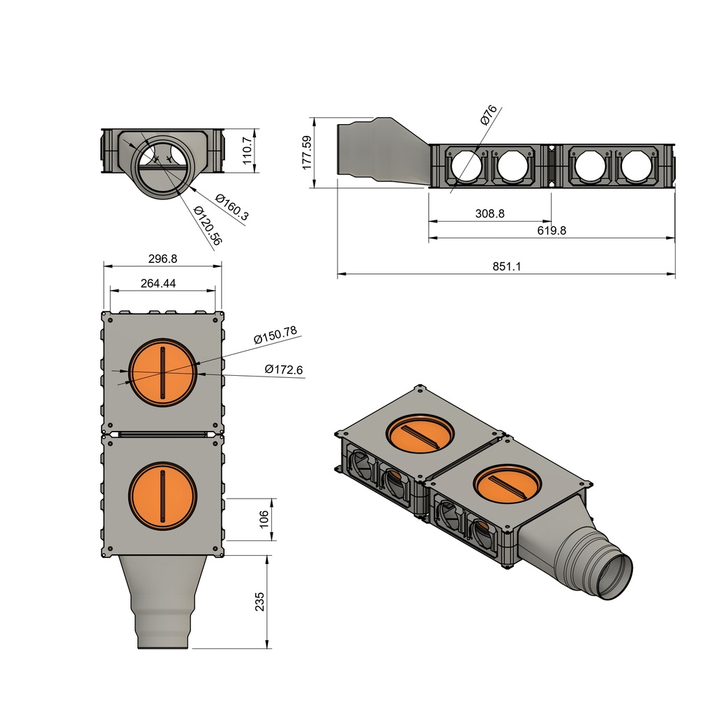 Distributor 6-10 DN90, neck 125-160
