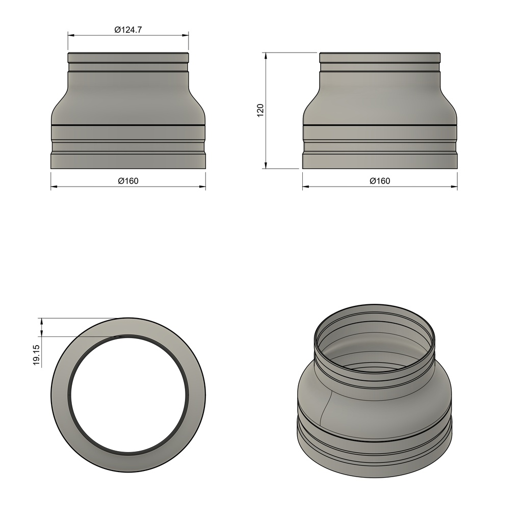 Reducer 160-125 for Distributor flange