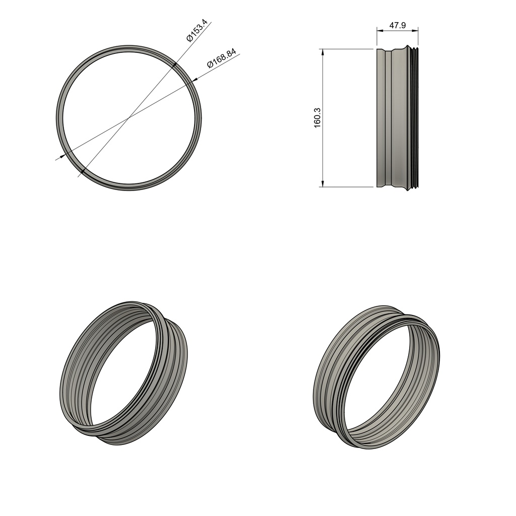 Flange DN160 for distributor body - bottom connection