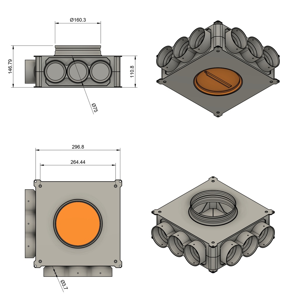 Distributor 6x75 vertical connection 160