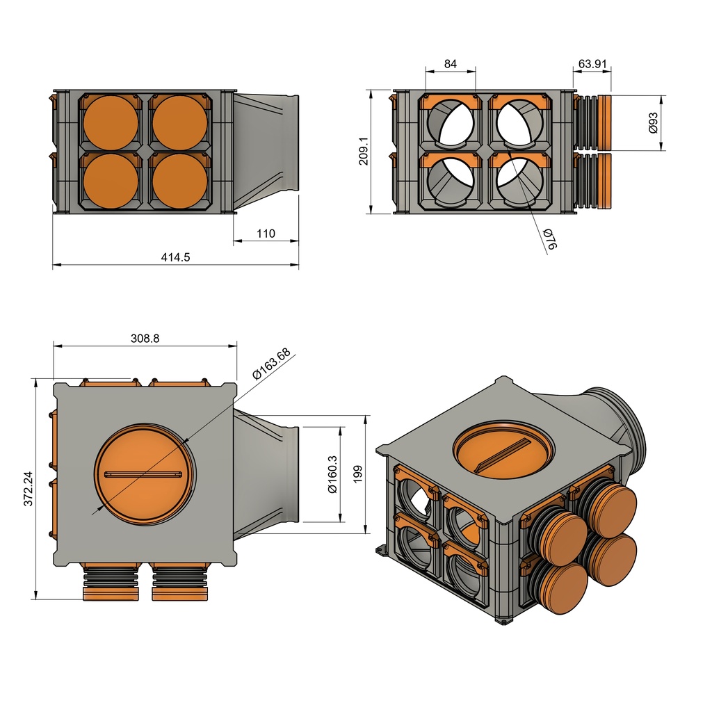 Distributor 8-12 DN90, neck 160