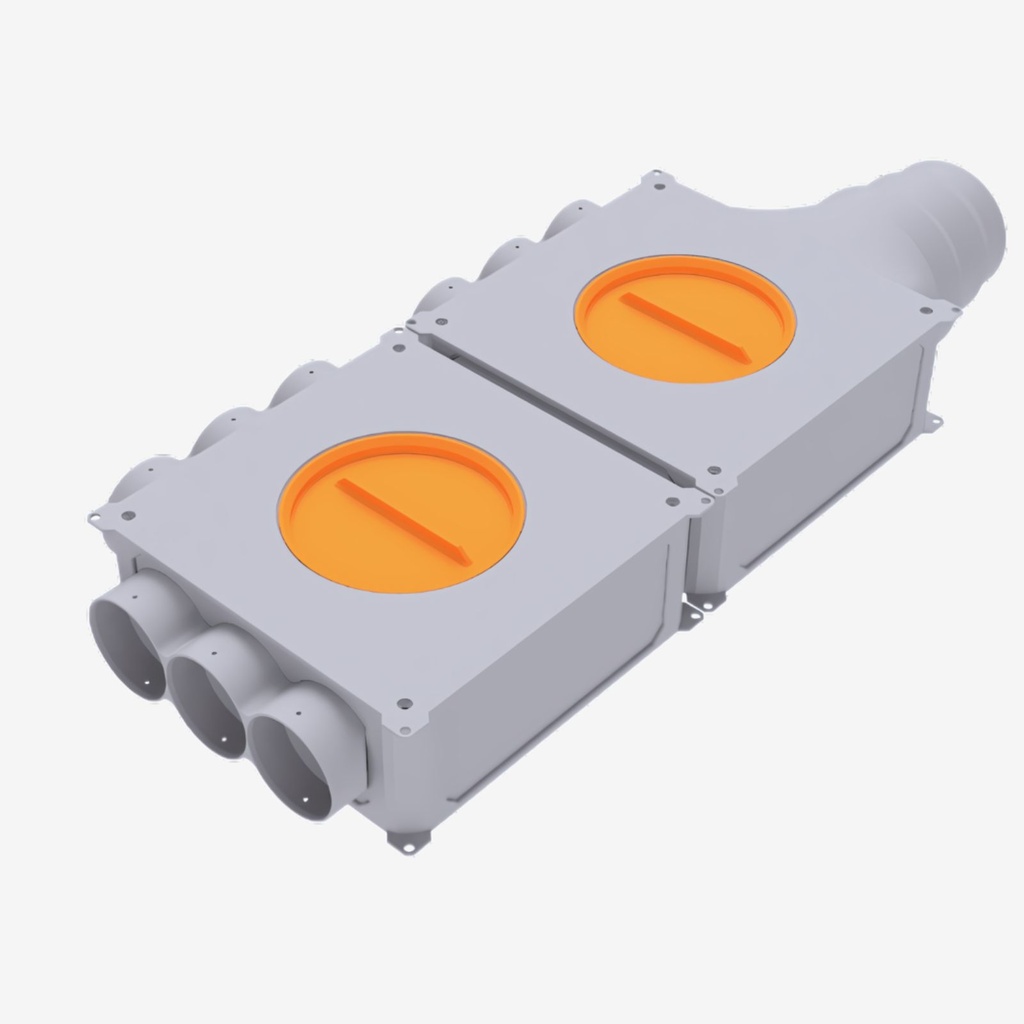 Distributor 9x75 2-sided, horizontal connection 125/160 (outer diameter 75 – inner diameter 63)