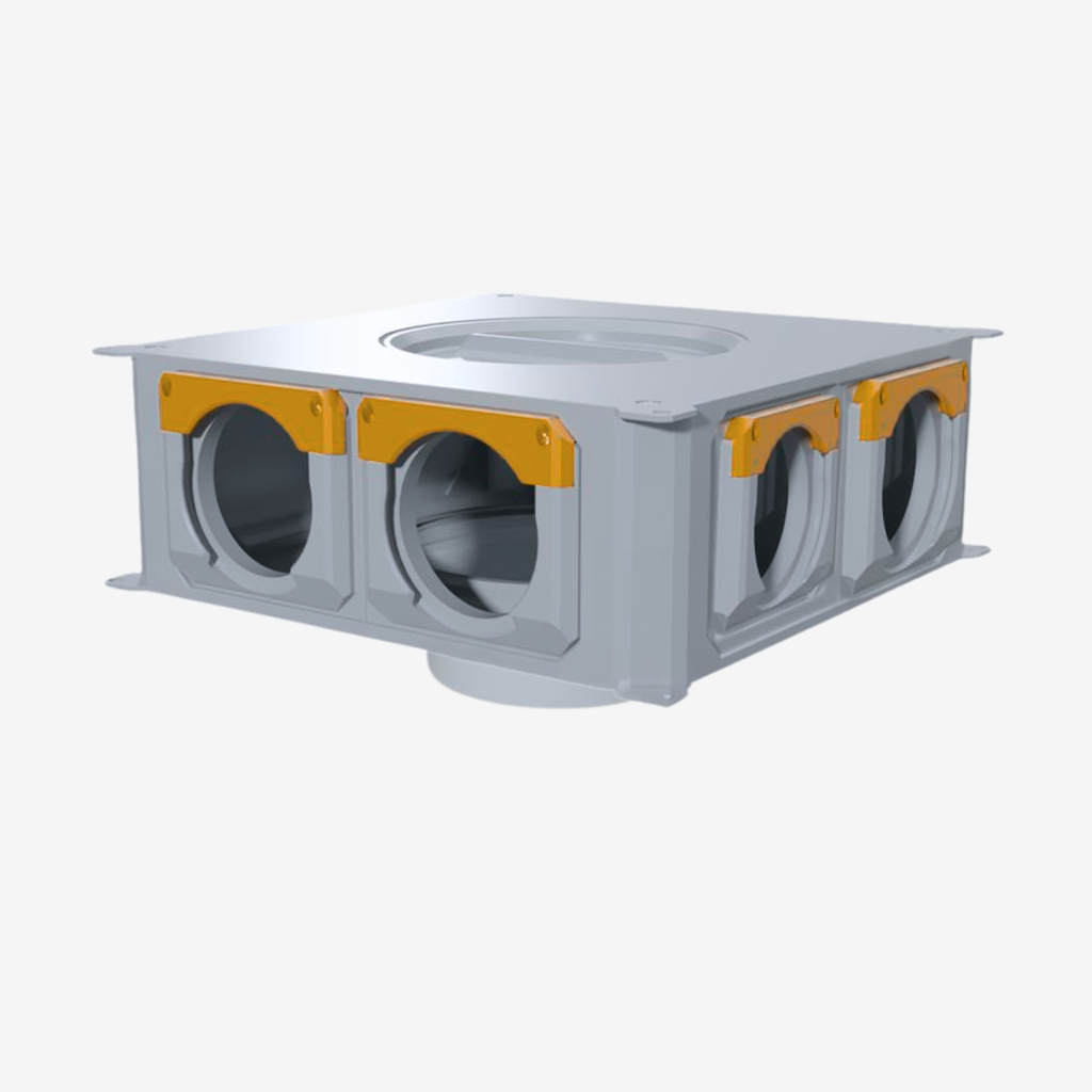 [710060] Rozdělovač DN90 – SET 4–8 vstupový, spodní napojení DN160