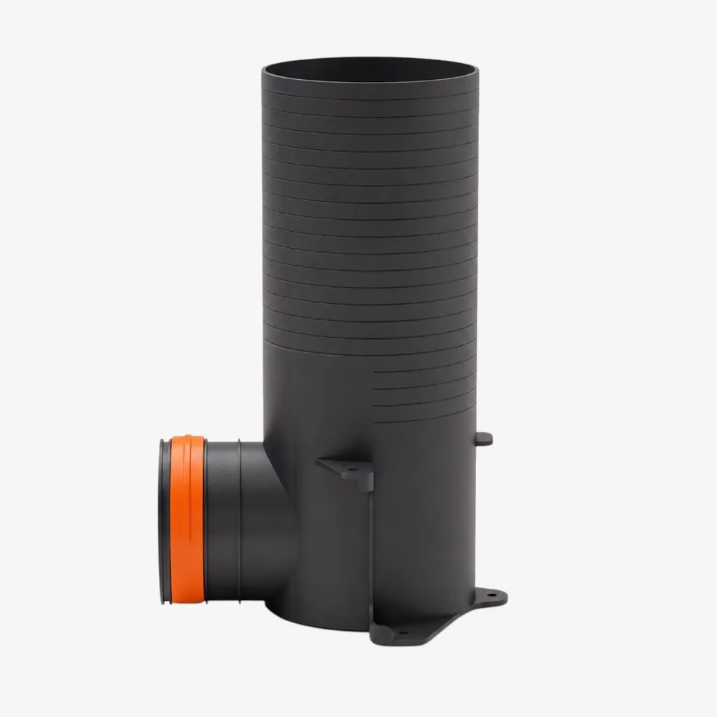 Prémiový prechodový box s regulátorom prietoku 1x90 / vnútorný Ø125 mm, 330 mm